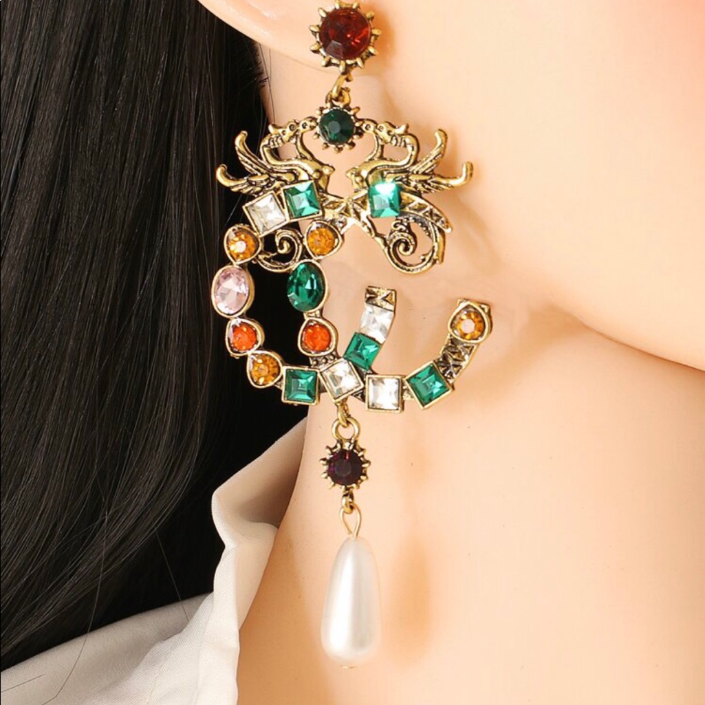 Golden Dragon Breath Dangle Fashion Earr